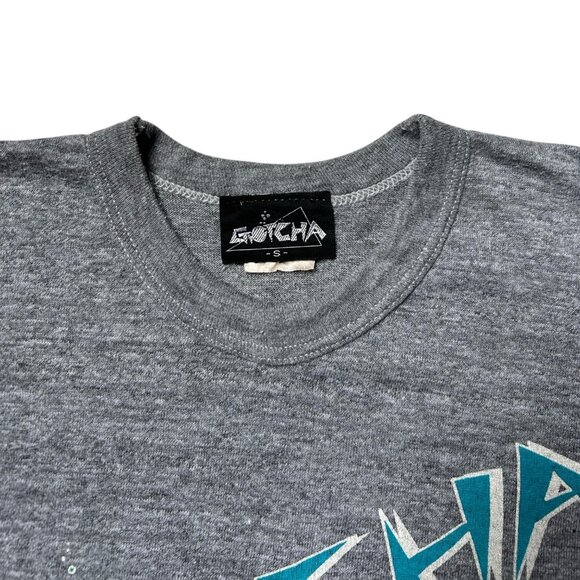 90s Vintage Gotcha Crop Top T-shirt Single Stitch Grainy Grey Surfwear. - Picture 5 of 7